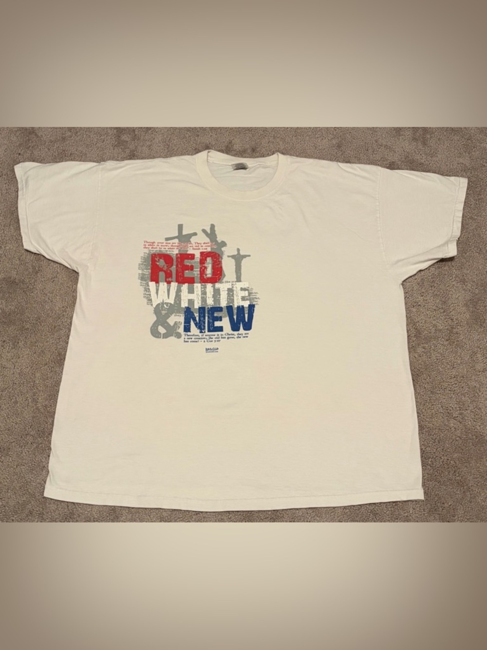 VTG Kerusso Christian Jesus White T Shirt Size 2XL Red White And New